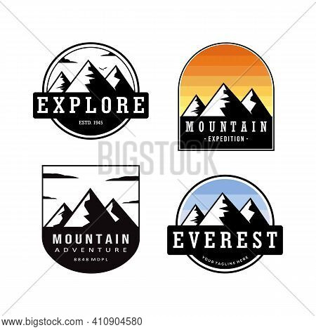 Set Adventure Mountain Outdoor Logo Vector Illustration Design Vintage