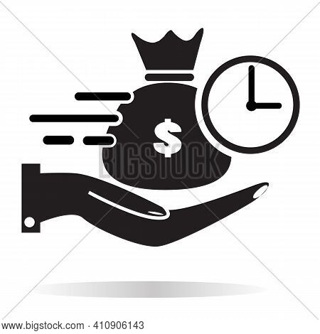 Quick And Easy Loan Icon On White Background. Flat Style. Fast Money Providence Sign. Easy Instant C