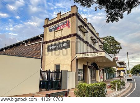 Childers, Australia - February 27, 2021: Facade Of The Paragon Theatre, Built In 1927 In The Town Of
