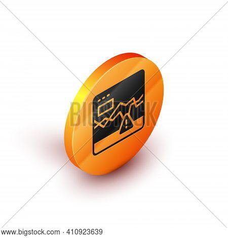 Isometric Website With Failure Stocks Market Icon Isolated On White Background. Monitor With Stock C