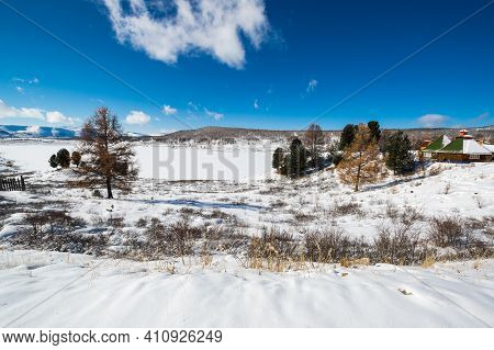 View Of Ulagan Highlands In Altay Mountains In The Winter, Siberia, Russia