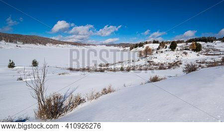 View Of Ulagan Highlands In Altay Mountains In The Winter, Siberia, Russia