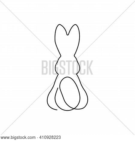 Easter Bunny Single Line Icon, Easter And Holiday, Rabbit In Egg Sign, Vector Graphics, One Line, Ep