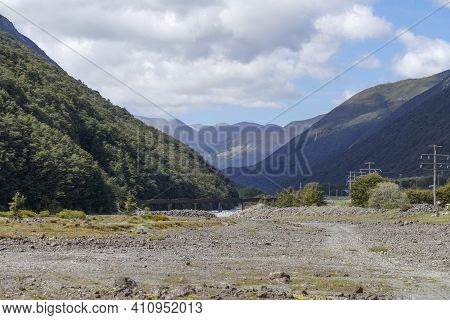 Scenery Around Bealey River In New Zealand