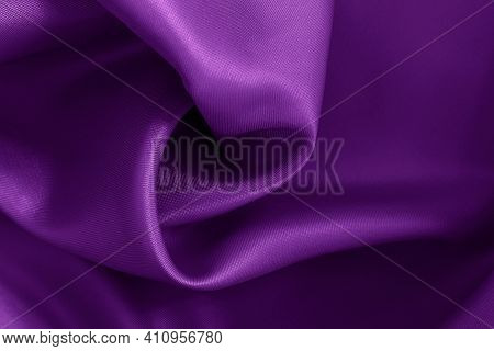 Purple Fabric Cloth Texture For Background And Design Art Work, Beautiful Crumpled Pattern Of Silk O