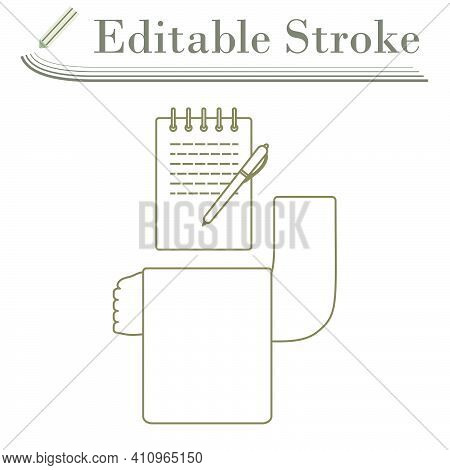 Waiter Take Oder Icon. Editable Stroke Simple Design. Vector Illustration.