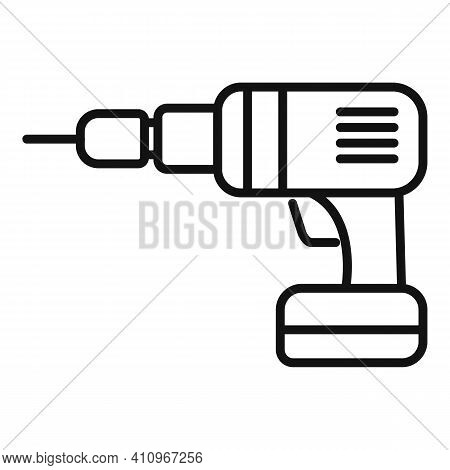 Electric Drill Icon. Outline Electric Drill Vector Icon For Web Design Isolated On White Background