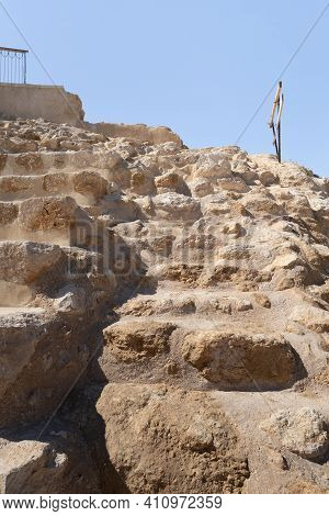 Remains Of Steps In The Amphitheater In Ruins Of The Palace Of King Herod - Herodion In The Judean D