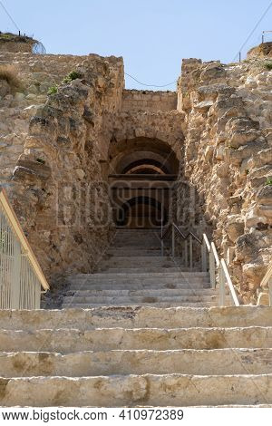 Rebuilt Stone Staircase And Entrance Leading To The Ruins Of The Palace Of King Herod - Herodion In 