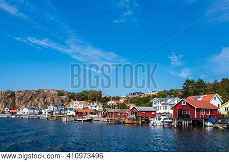 View To The City Fjaellbacka In Sweden.