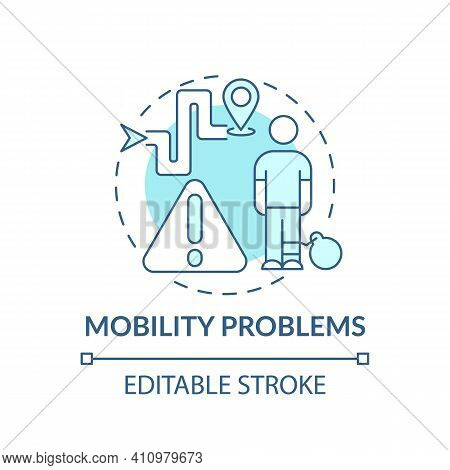 Mobility Problems Concept Icon. Workflow In Comany Idea Thin Line Illustration. Doing Business. Busi