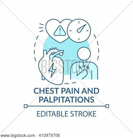 Chest Pain And Palpitations Concept Icon. Symptoms Of Long-term Covid-19 Idea Thin Line Illustration