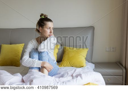 Tired Mother Suffering From Experiencing Postnatal Depression. Health Care Mom Motherhood Stressful.