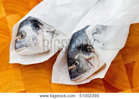 Seafood, fish - fresh sea dorada in cuisine