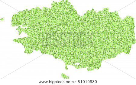 Isolated Map of Brittany - France -