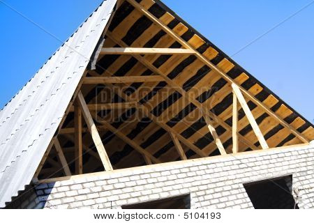 House With White Brick. Building Site