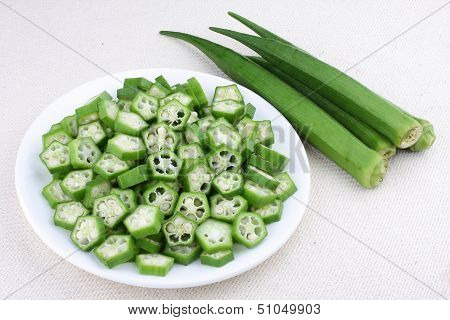 Okra sliced in to cross section .