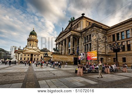 German Cathedral And Concert Hall On Gendarmenmarkt Square In Berlin, Germany