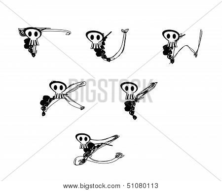 Alphabet With Skulls T - Z