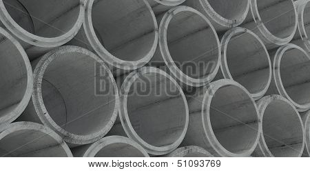Concrete drainage pipes stacked