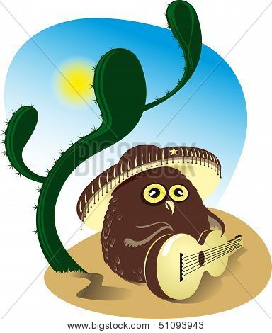 Owl With A Guitar