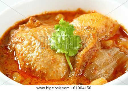Muslim Style Chicken And Potato Curry Or Chicken Mussaman Curry