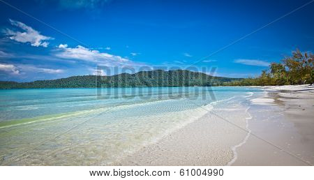 Beautiful turquoise beach on  Koh Rong Samloem island  in Cambodia.