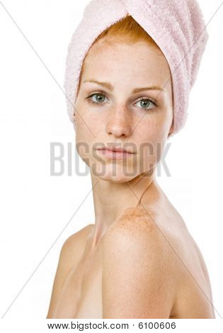 Porträt einer Frau Rothaarige turban