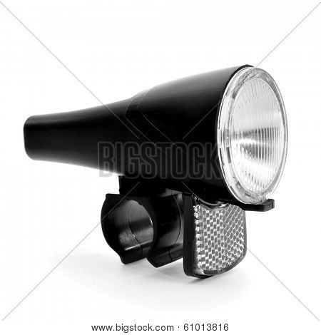 a bicycle headlight on a white background