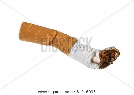 Cigarette butt, cutout on white background