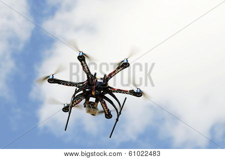 Hexacopter Aircraft Model In Flight