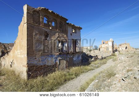 Belchite village destroyed in a bombing during the Spanish Civil War, Saragossa, Aragon, Spain