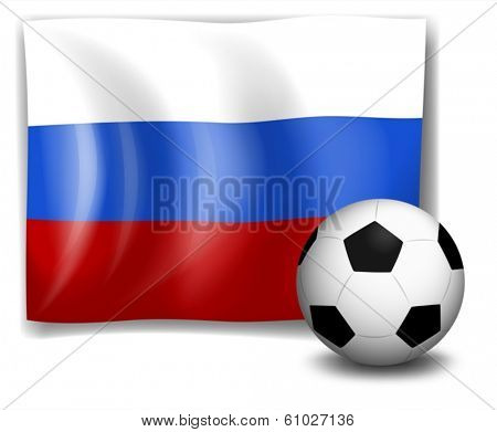 Illustration of the flag of Russia at the back of a soccer ball on a white background