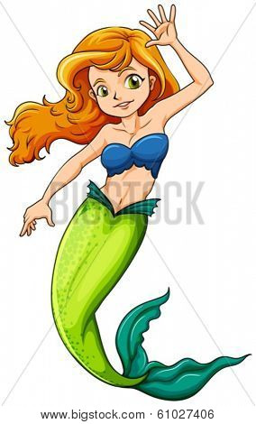 Illustration of a beautiful mermaid on a white background