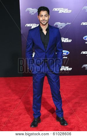 LOS ANGELES - MAR 6: Manish Dayal at the premiere of DreamWorks Pictures' 'Need For Speed' at TCL Chinese Theater on March 6, 2014 in Los Angeles, California