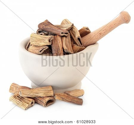 Reed root herb chinese herbal medicine in a stone mortar with pestle. Lu gen.