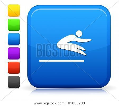 Long Jump Icon on Square Internet Button Collection