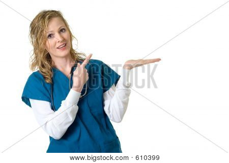 Nurse Holding And Pointing