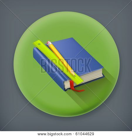 Schoolbook long shadow, vector icon