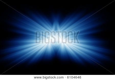 Rayons abstrait, bleu sur un fond sombre.