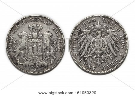 Silver Coin 5 Mark 1907