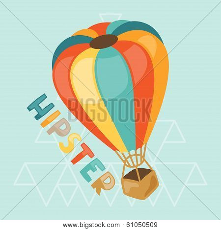 Design with air balloon in hipster style.