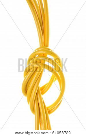 Yellow electrical cables with loop