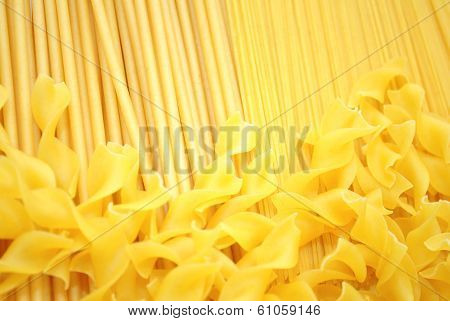 Background Of Perciatelli, Angel Hair, And Egg Noodle Pastas