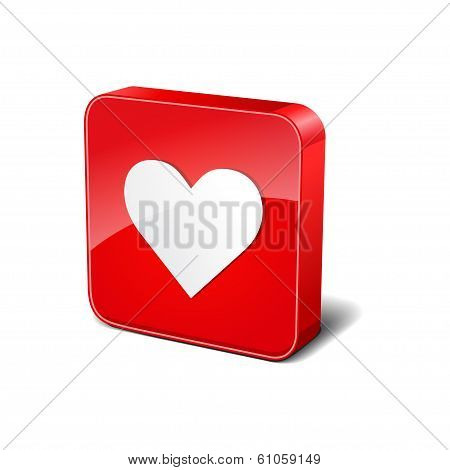 Heart 3d Rounded Corner Red Vector Icon Button