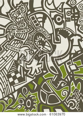 Abstract background in graffiti style green ornament