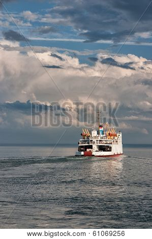 Ferry On St.lawrence River In St.simeon,