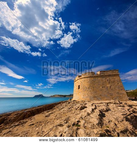 Moraira Castle in teulada beach at Mediterranean Alicante of Spain