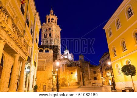 Aragon Teruel Cathedral Santa Maria Mediavilla Unesco heritage and City town hall at Spain