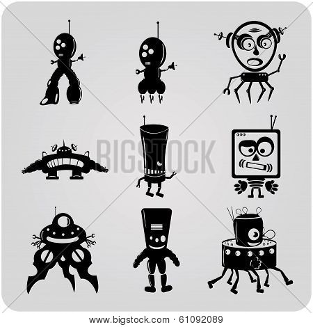 vector contour robots. icons